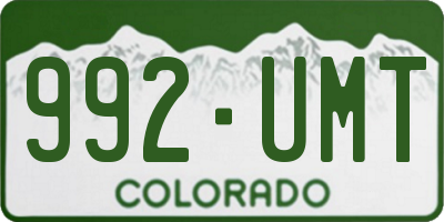 CO license plate 992UMT