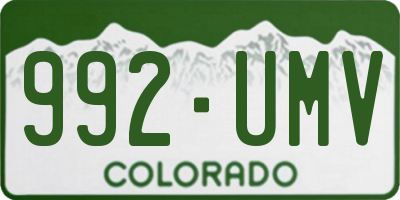 CO license plate 992UMV