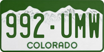 CO license plate 992UMW