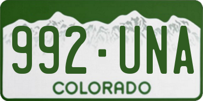 CO license plate 992UNA