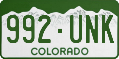 CO license plate 992UNK