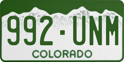 CO license plate 992UNM
