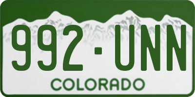 CO license plate 992UNN