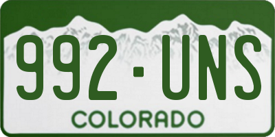 CO license plate 992UNS