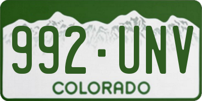 CO license plate 992UNV