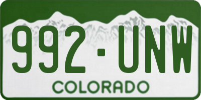 CO license plate 992UNW