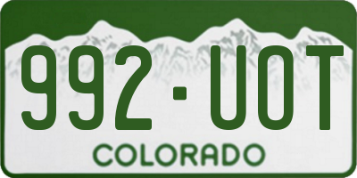 CO license plate 992UOT