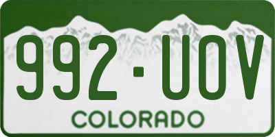 CO license plate 992UOV