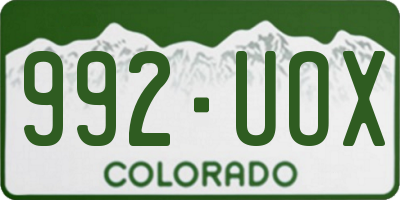 CO license plate 992UOX