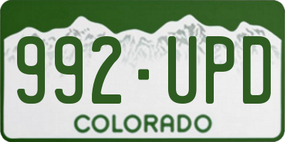 CO license plate 992UPD