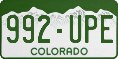 CO license plate 992UPE