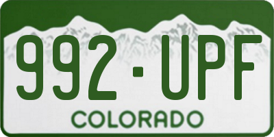 CO license plate 992UPF