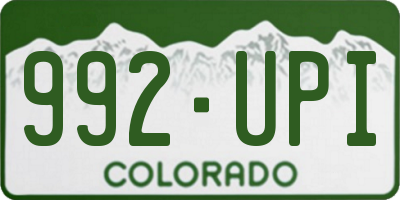 CO license plate 992UPI