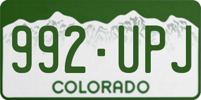 CO license plate 992UPJ