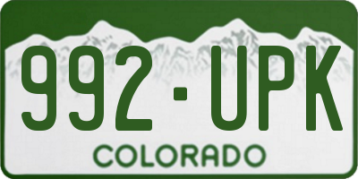 CO license plate 992UPK