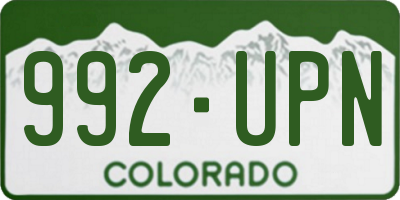 CO license plate 992UPN