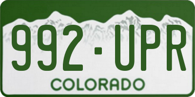 CO license plate 992UPR