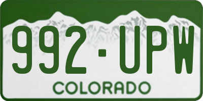 CO license plate 992UPW
