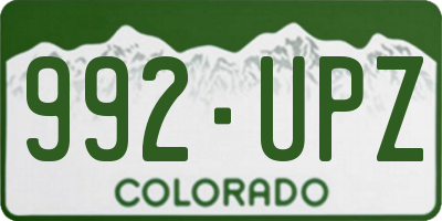 CO license plate 992UPZ