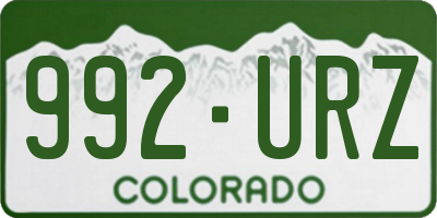 CO license plate 992URZ