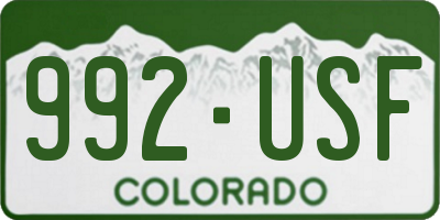 CO license plate 992USF