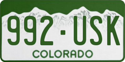 CO license plate 992USK