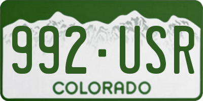 CO license plate 992USR