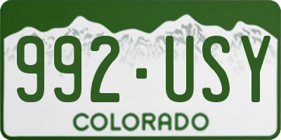 CO license plate 992USY