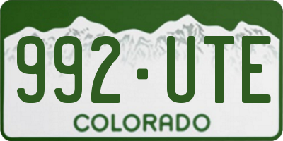 CO license plate 992UTE