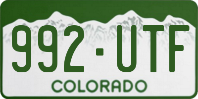 CO license plate 992UTF
