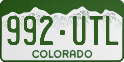 CO license plate 992UTL