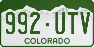 CO license plate 992UTV