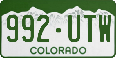 CO license plate 992UTW