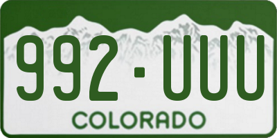 CO license plate 992UUU