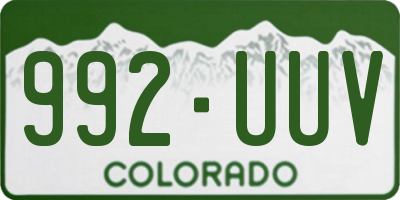 CO license plate 992UUV