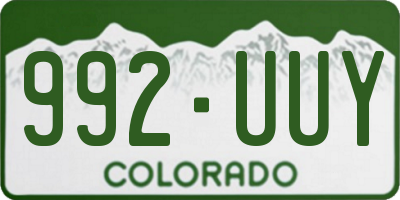 CO license plate 992UUY