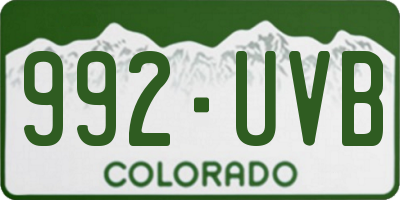 CO license plate 992UVB