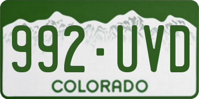 CO license plate 992UVD