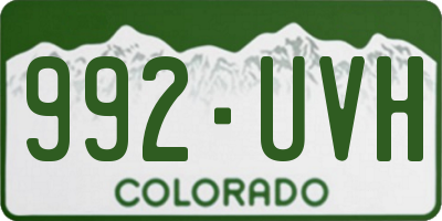 CO license plate 992UVH