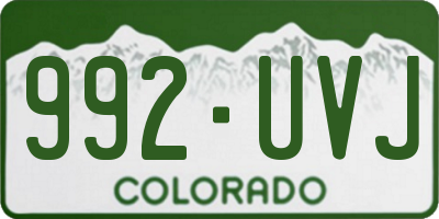 CO license plate 992UVJ