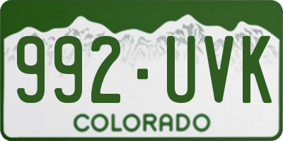 CO license plate 992UVK