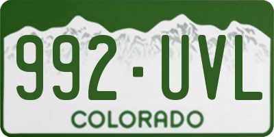 CO license plate 992UVL