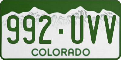 CO license plate 992UVV