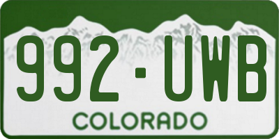 CO license plate 992UWB