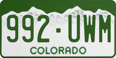 CO license plate 992UWM