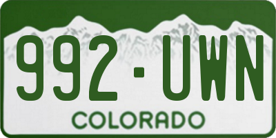 CO license plate 992UWN