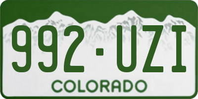 CO license plate 992UZI