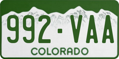 CO license plate 992VAA