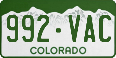 CO license plate 992VAC