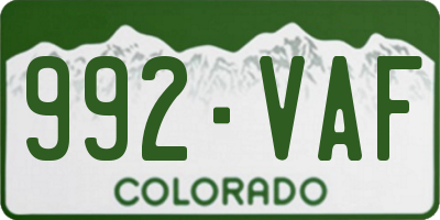 CO license plate 992VAF